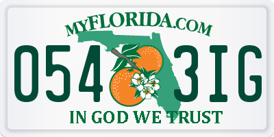 FL license plate 0543IG