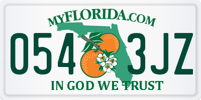 FL license plate 0543JZ