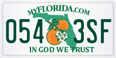 FL license plate 0543SF