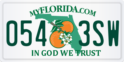 FL license plate 0543SW