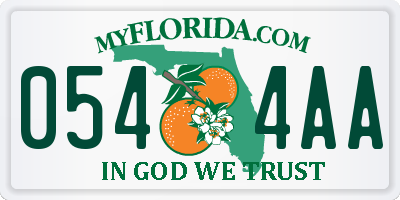 FL license plate 0544AA