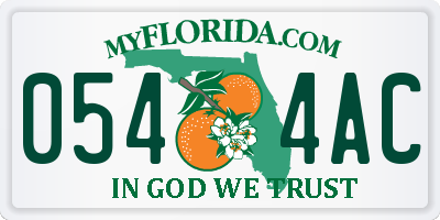 FL license plate 0544AC
