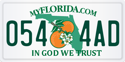 FL license plate 0544AD