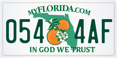 FL license plate 0544AF