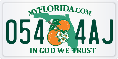 FL license plate 0544AJ