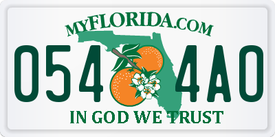 FL license plate 0544AO