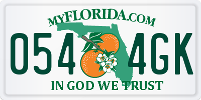FL license plate 0544GK