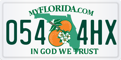 FL license plate 0544HX