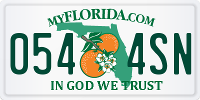 FL license plate 0544SN