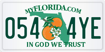 FL license plate 0544YE