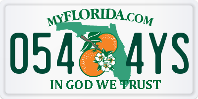 FL license plate 0544YS