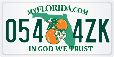 FL license plate 0544ZK
