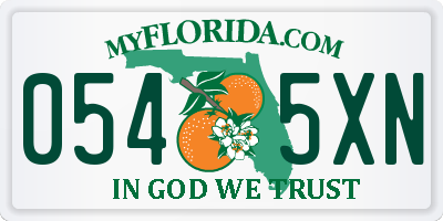 FL license plate 0545XN