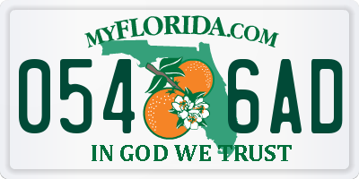 FL license plate 0546AD