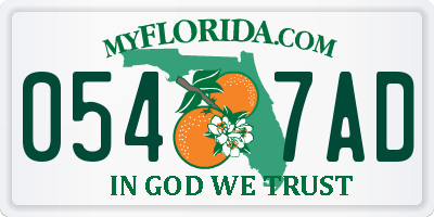 FL license plate 0547AD