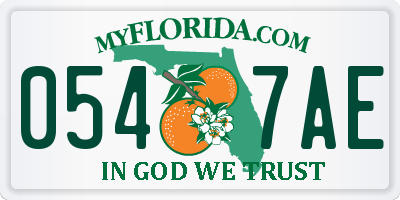 FL license plate 0547AE