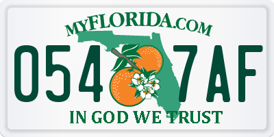 FL license plate 0547AF