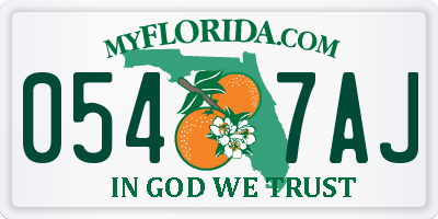 FL license plate 0547AJ