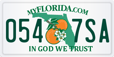 FL license plate 0547SA