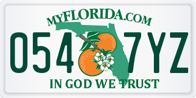 FL license plate 0547YZ