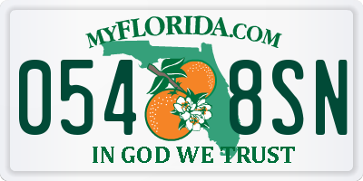 FL license plate 0548SN