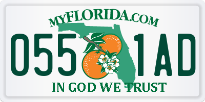 FL license plate 0551AD