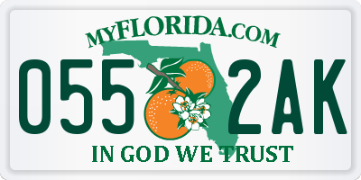 FL license plate 0552AK