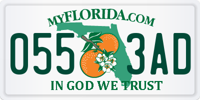 FL license plate 0553AD
