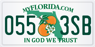 FL license plate 0553SB