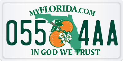 FL license plate 0554AA