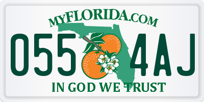 FL license plate 0554AJ