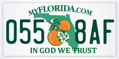 FL license plate 0558AF