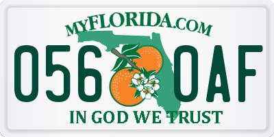 FL license plate 0560AF