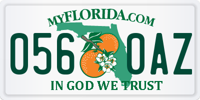 FL license plate 0560AZ