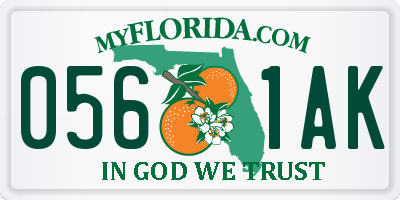 FL license plate 0561AK