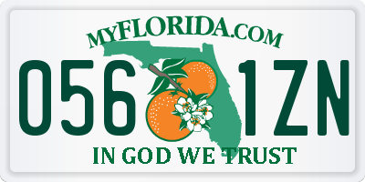 FL license plate 0561ZN