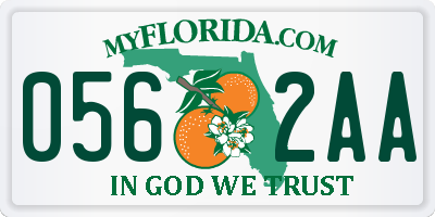 FL license plate 0562AA