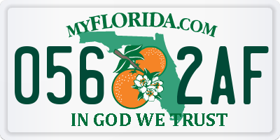FL license plate 0562AF