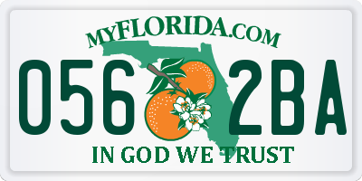 FL license plate 0562BA