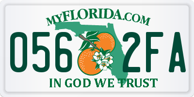 FL license plate 0562FA