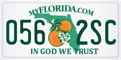 FL license plate 0562SC