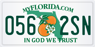 FL license plate 0562SN