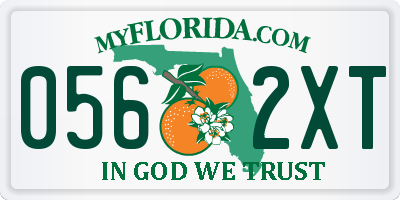 FL license plate 0562XT