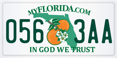 FL license plate 0563AA