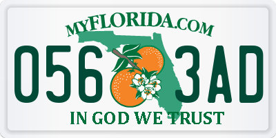 FL license plate 0563AD