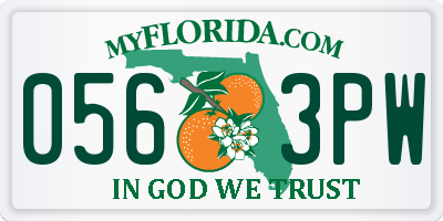 FL license plate 0563PW