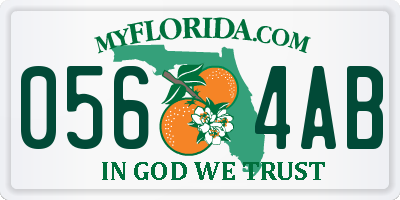 FL license plate 0564AB