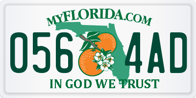 FL license plate 0564AD