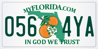 FL license plate 0564YA