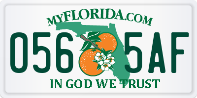 FL license plate 0565AF